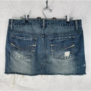 Aeropostale 11/12 (36x14) Jean Mini Skirt Distressed Cut-Off Blue Embellished